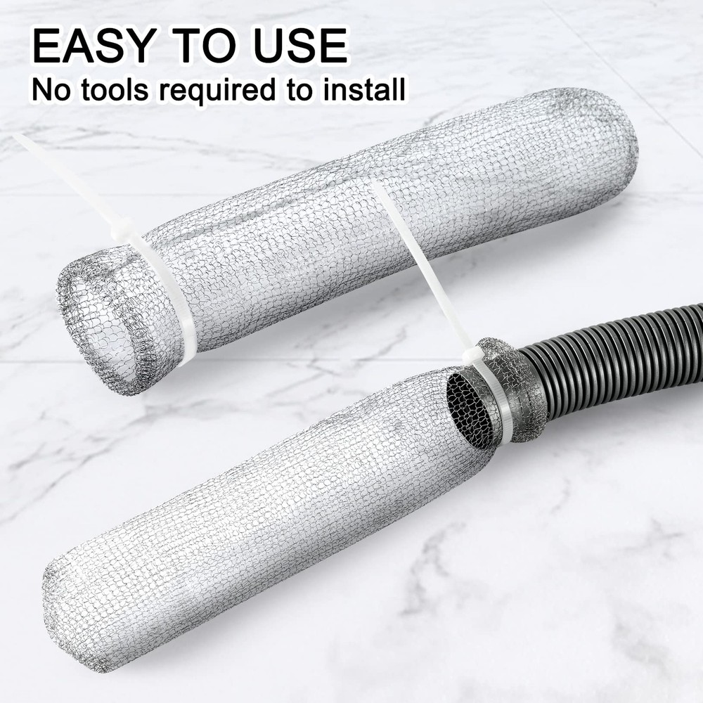 24 Pcs Laundry Lint Catcher, Hose Filter With Ties, Silver
