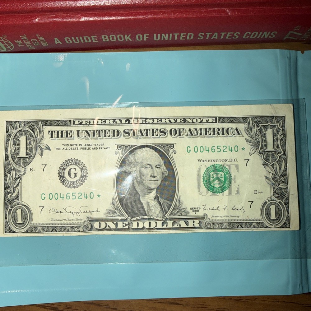 1988 A Misaligned One Dollar Star Note Error Semi Low Note G00465240