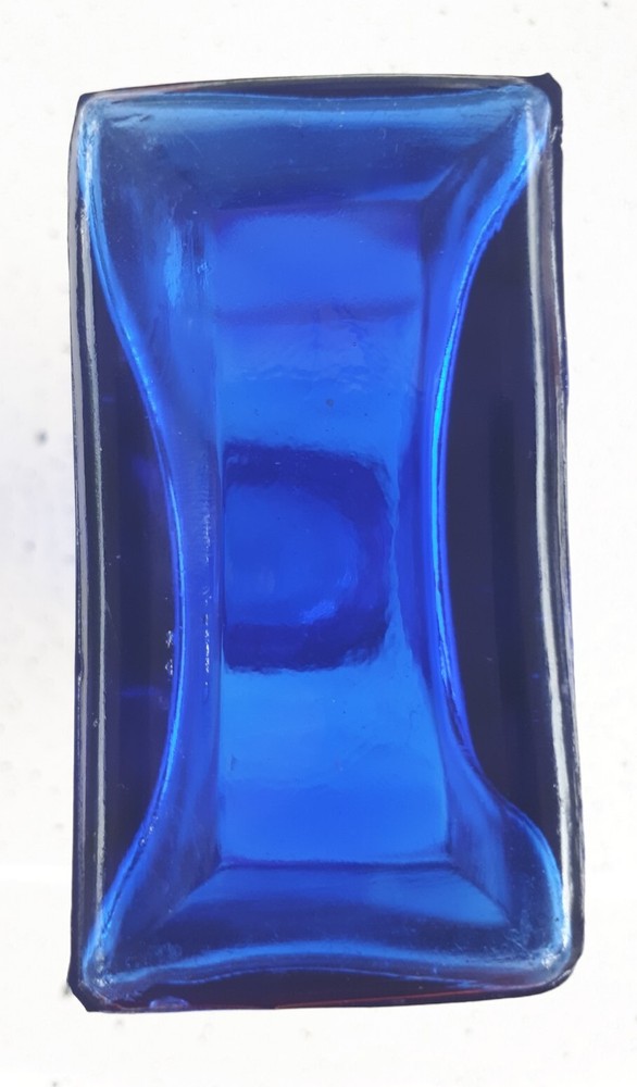 Blue Cobalt Glass Bottle Square Rectangular Vintage