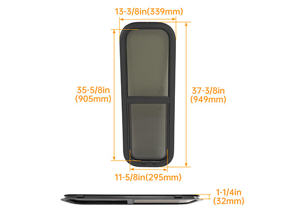 RV Window 12" W x 36" H For Cargo Trailer Vertical Slider W/ Trim & Screen