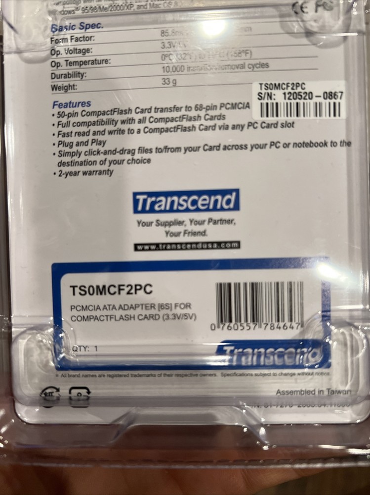 Transcend CompactFlash Adapter TSOMCF2PC