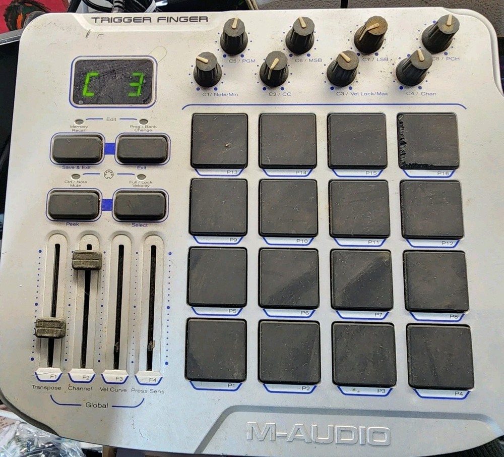 M-Audio Trigger Finger USB MIDI Pad Controller 16 Pads No PSU Untested