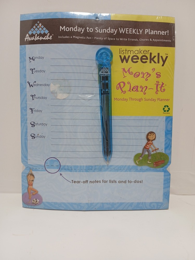 Avalanche Weekly Planner Magnetic Pad Moms Plan It 60 Sheets With Tear Off Notes