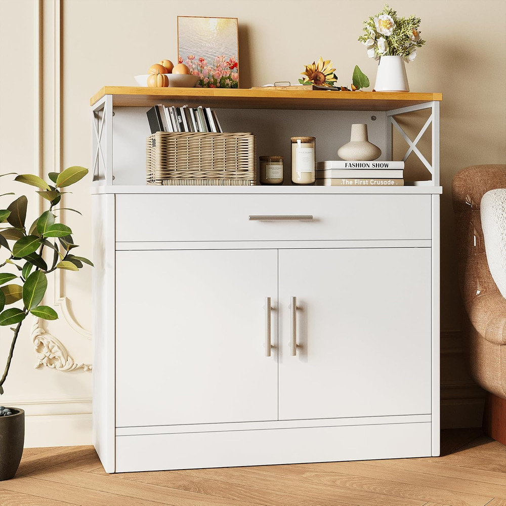 Sideboard Buffet Cabinet with Storage, 31” Modern Kitchen Storage Cabinet with A