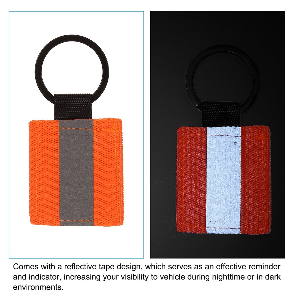 9 Pcs Reflective Keychain Tags, Reflective Zipper Pulls, Orange