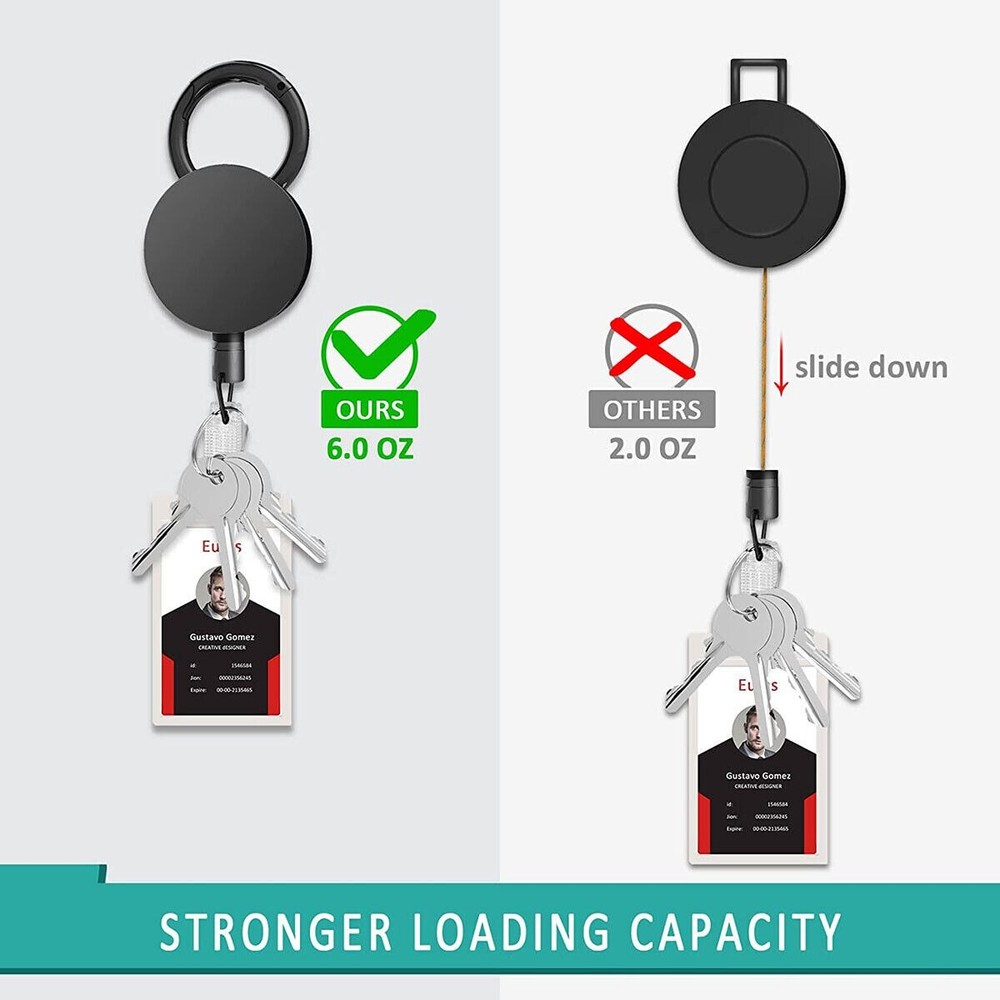 1Pcs Retractable Heavy Duty Pull Ring Key Chain Recoil Keyring Wire Rope Holder
