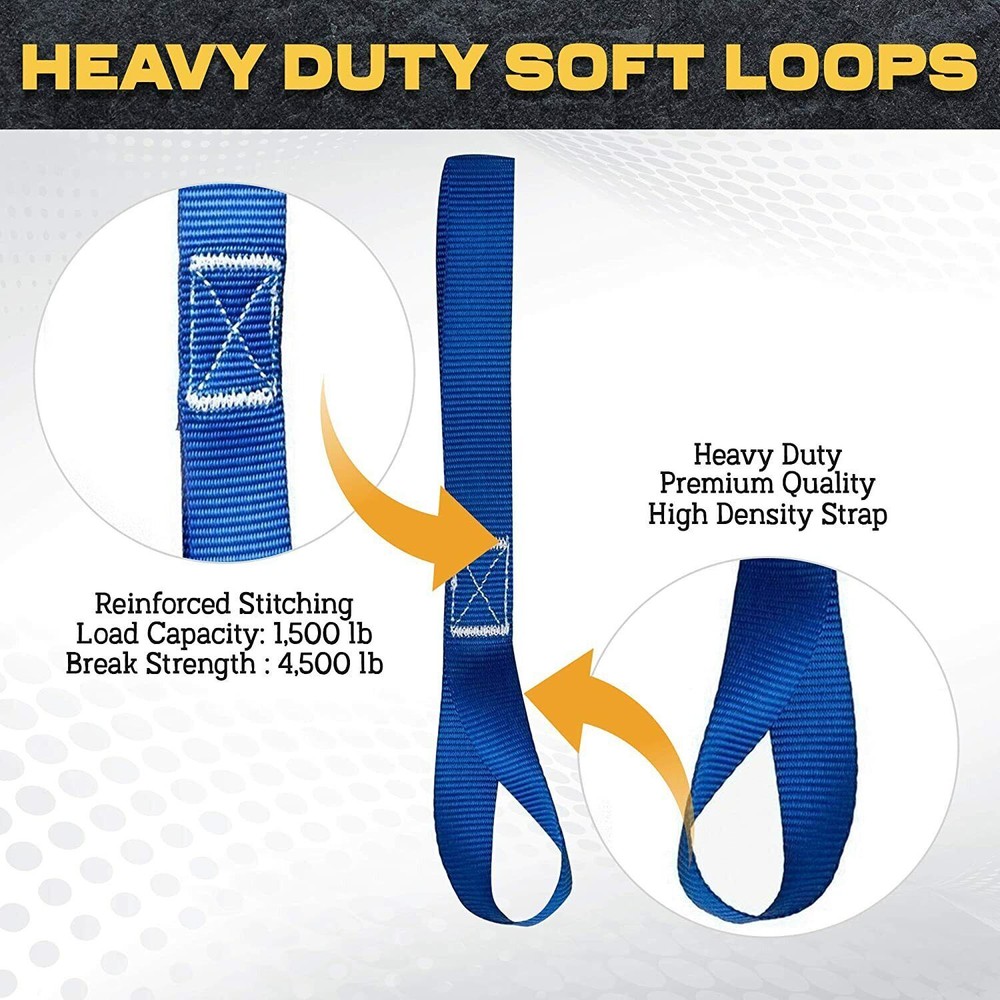 6Pack Soft Loop Tie Down Straps Lashing Heavy Duty Motorcycle Handlebar 4500LBS