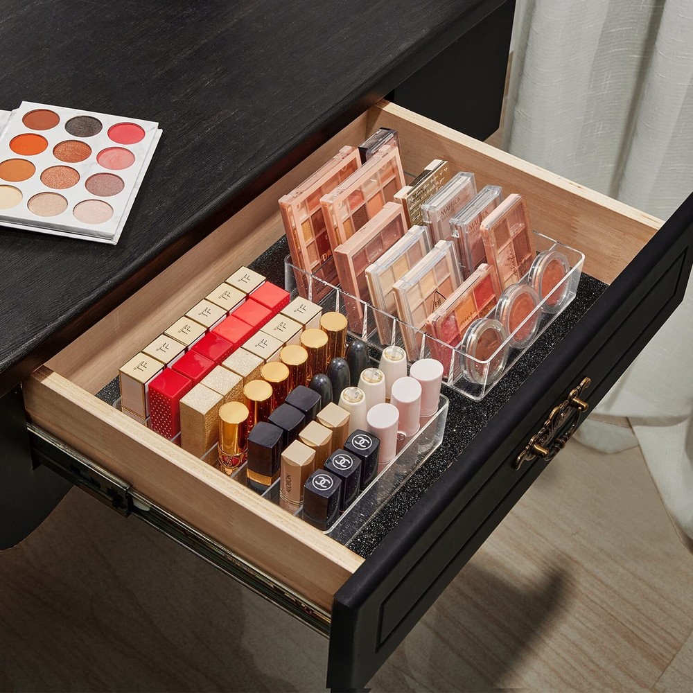 Makeup Organizer for Eyeshadow Palette and Lipstick Organizer, 7 Section Divi...