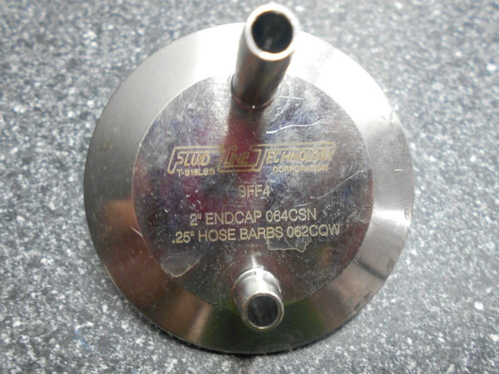 FLUID LINE TECHNOLOGY SFF4 2" END CAP 1/4" HOSE BARBS SS