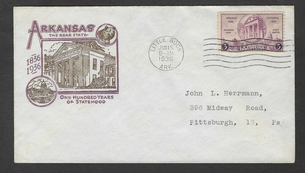 #782 3c Arkansas Statehood - Ioor FDC
