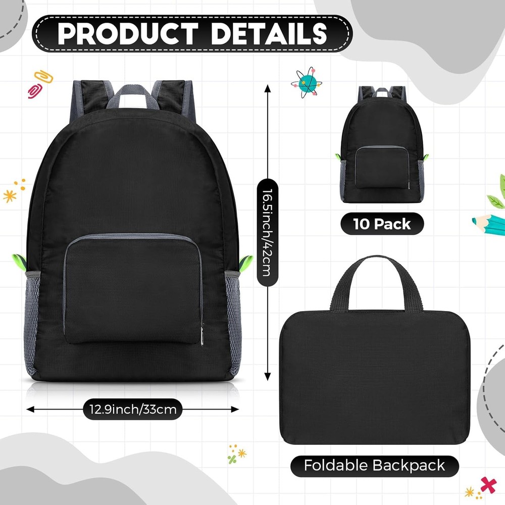 Jexine 10 Pcs Backpacks in Bulk 16.5 Inches Back Pack Basic Backpack Black