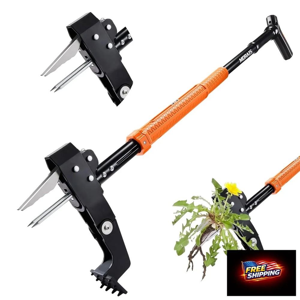 MORAIS Weed Puller Tool, Stand Up Weed Puller Heavy Duty Garden Tool with 4-Claw