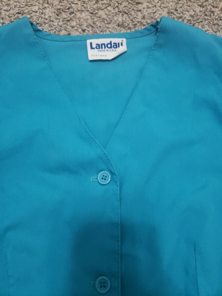 Women's Landau Size Small Blue Scrub Top