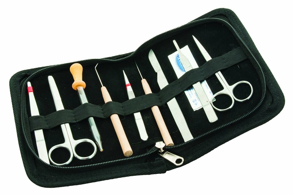 9 Pcs Student Dissection Set - Stainless Steel - Leather Case - Eisco Labs