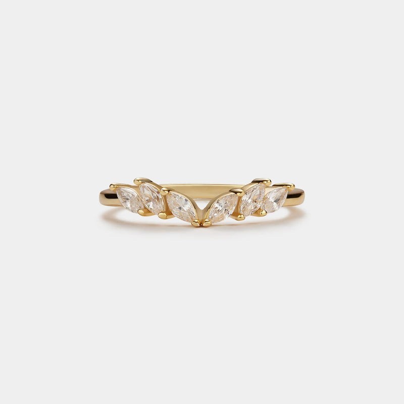 Gold Angel Wing Stacking Thin Ring in 925 Sterling Silver