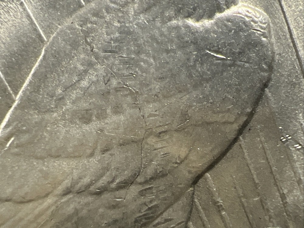 1923 P $1 Peace Silver Dollar Coin Reverse Lamination Error CH BU