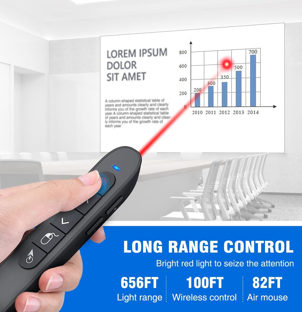 Wireless Presenter Remote with Air Control, Rechargeable USB A&C Presentation...