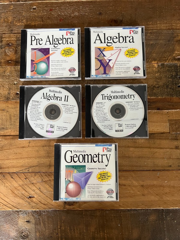 Pro One Multimedia Math Pre Algebra I II Geometry Trigonometry CD-ROM