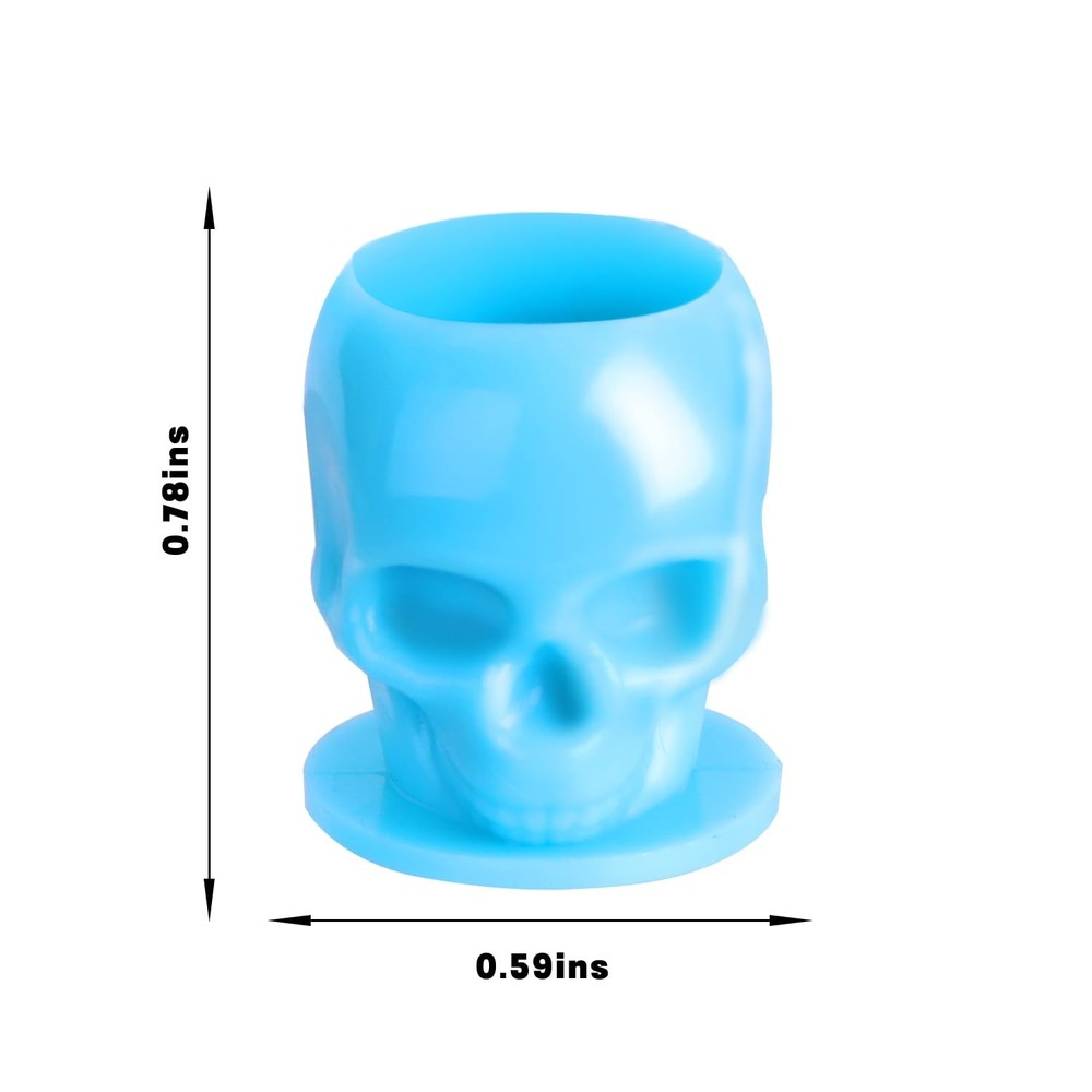 OFEYLE Tattoo Ink Caps 200PCS Disposable Skull Plastic Cups Small, Blue