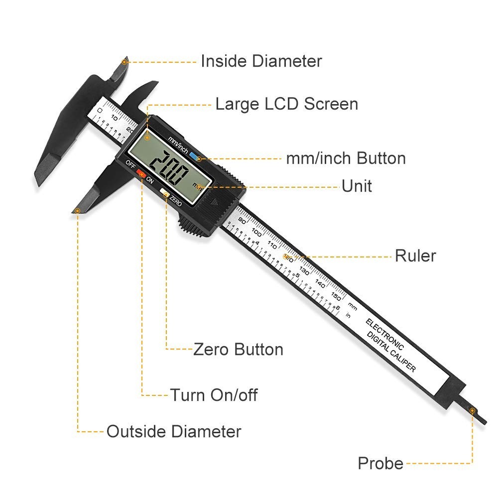 Durable Digital Caliper with Large Screen - Ideal for DIY & Home Projects