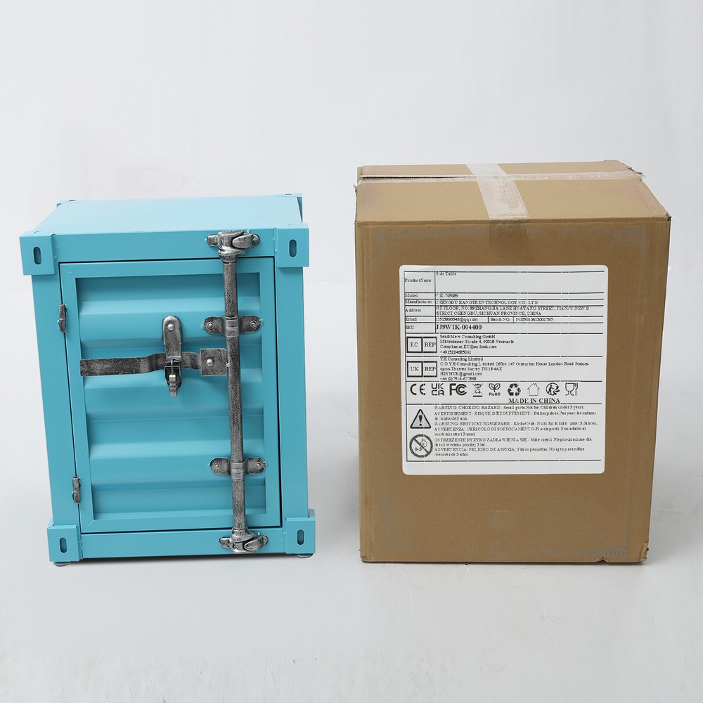 Floorstanding Side Table, Industrial Style Container Cabinet, Iron Bedside Table