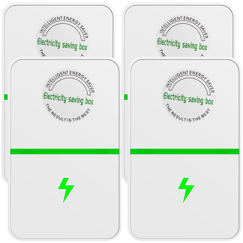 4 Pack Stop Watt, Energy Saving Device-Power Saver White, ABS Material 2 Outlets