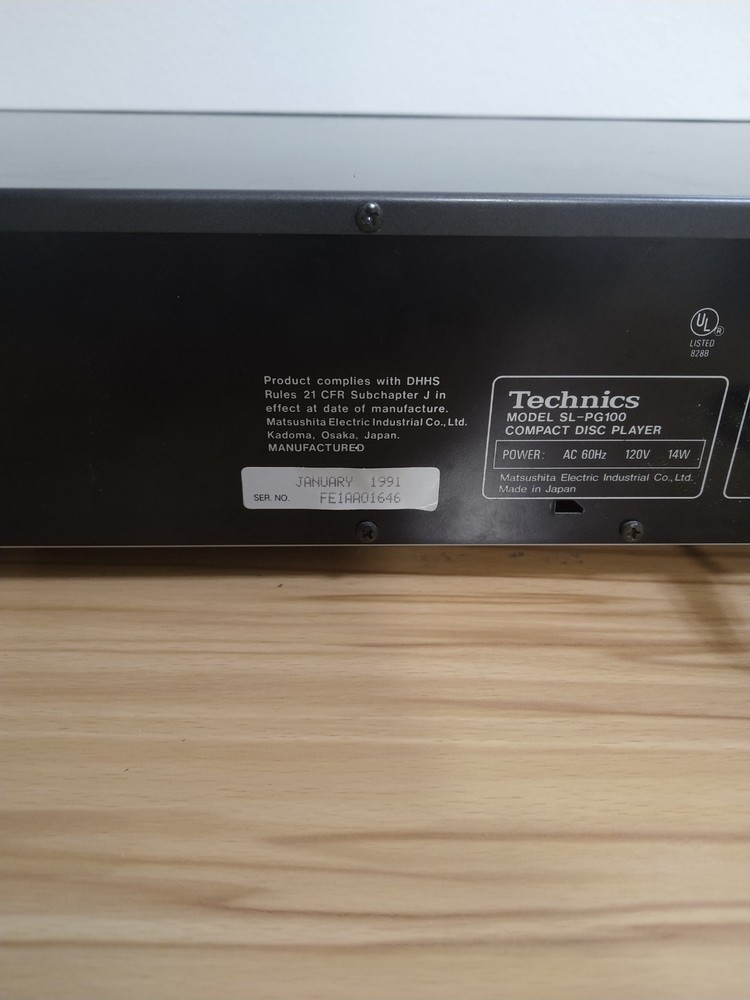 Technics SL-PG100 Compact Disc Player - No Remote -UNTESTED - see description