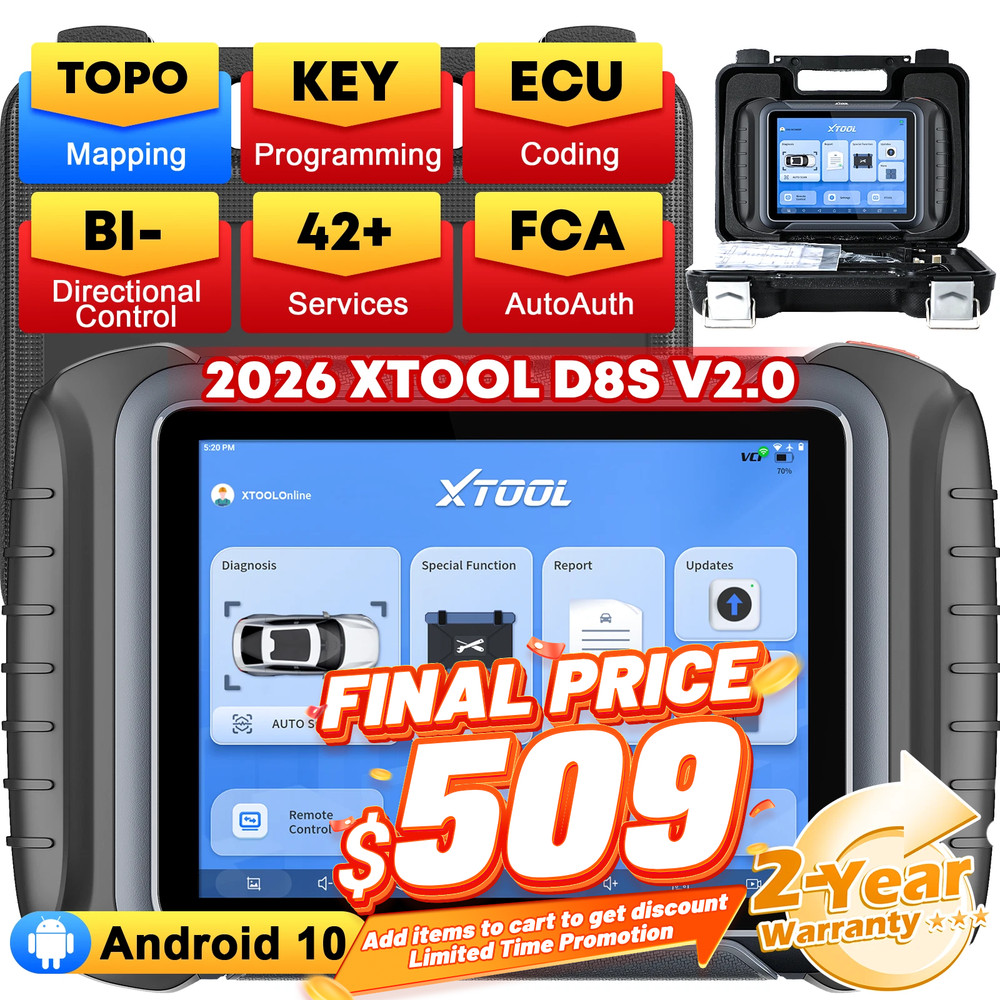 2026 XTOOL D8S V2.0 Auto Full System Diagnositc Tool E.CU Coding Key Programmer