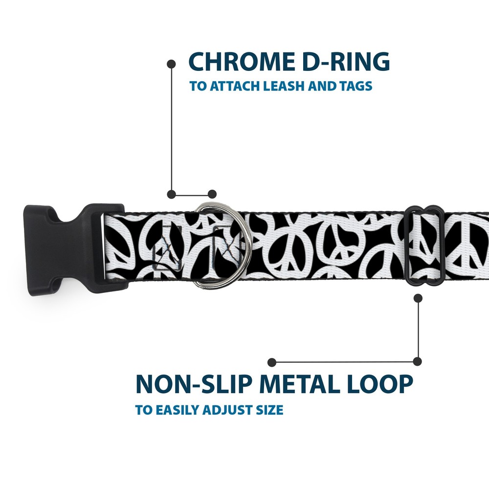 Plastic Clip Collar Peace Black/White Medium 11-16.5"