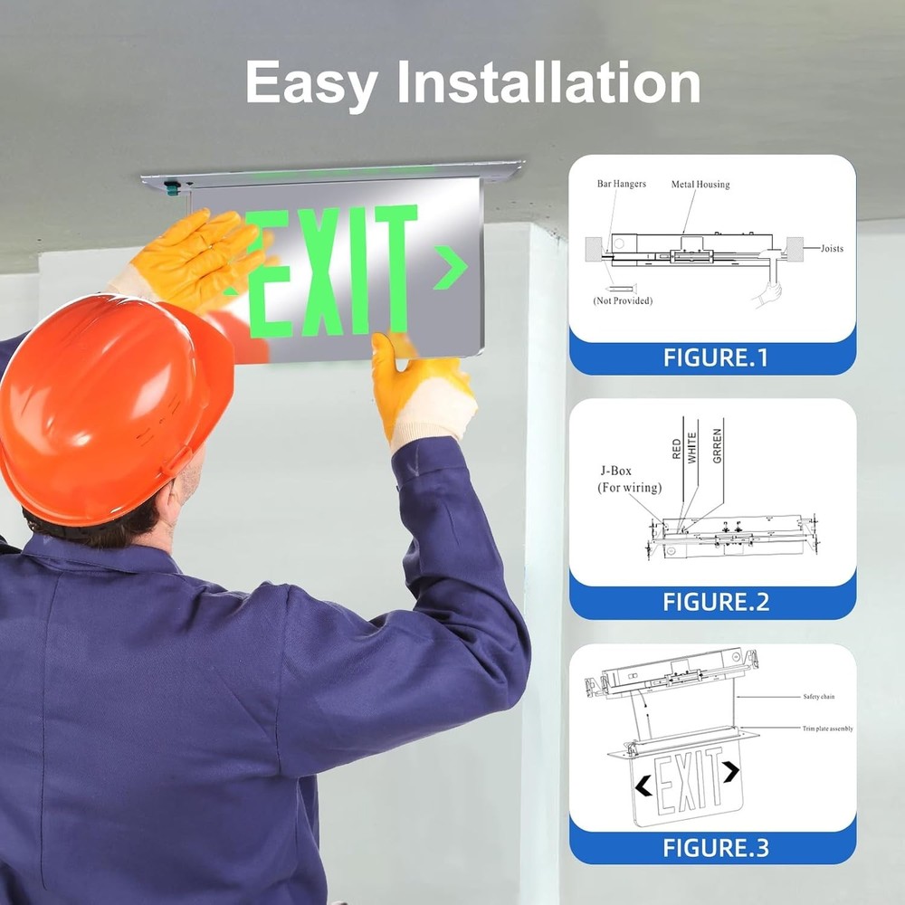 Qllite LED Exit Sign Emergency Light Battery Backup Double-Sided Green UL