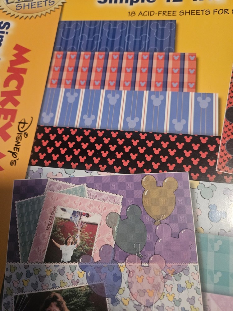 Paper Pizazz-Mickey Mouse-18 Patterned Sheets-11 3/4"x12" Pull Out Pages ect