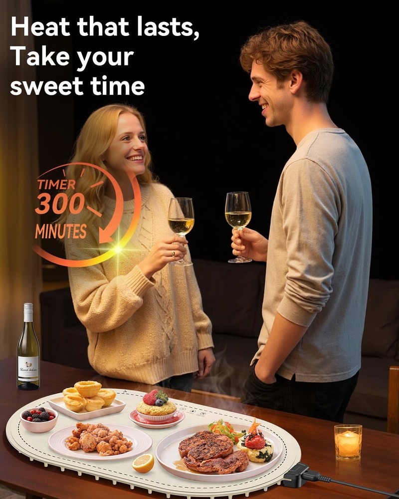 Food Warming Mat for Table & Buffet, Fast Heating Serving Pad with Adjustable...