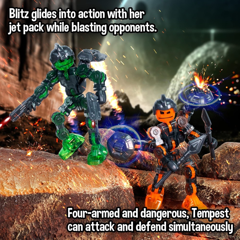 Zing Klikbot, Complete Set of 4 Poseable 4 Piece Assortment, Multi Color
