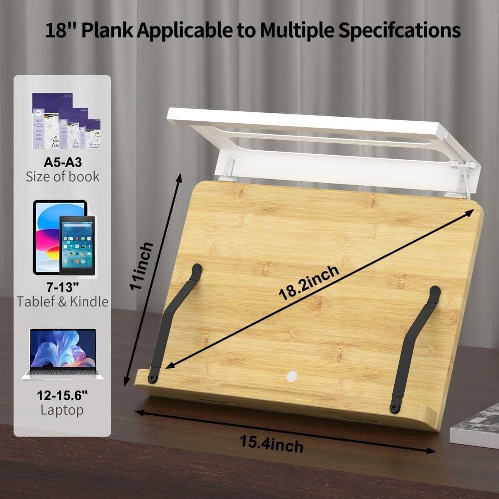 Book Stand for Reading – Adjustable & Foldable Book Holder with High CRI 90+ ...