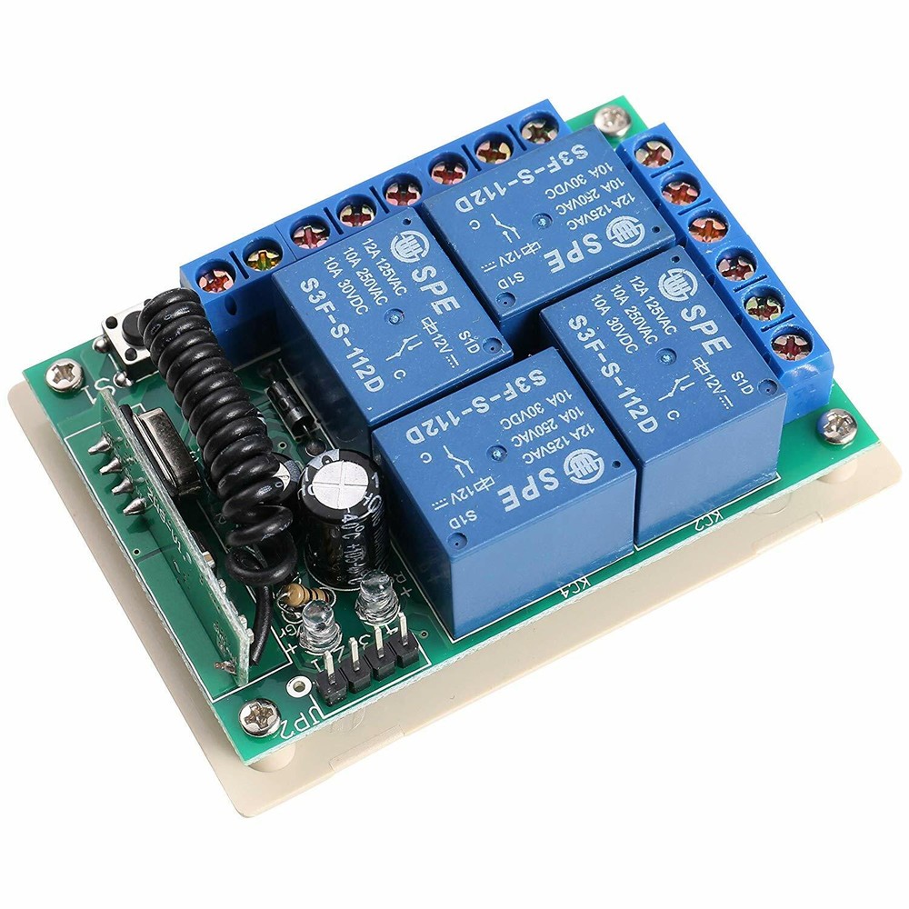 Wireless 433Mhz 4 Channel RF Remote Control Switch Receiver with 2 Transmitters