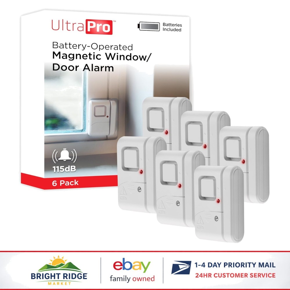 Battery Powered Security Alarms, 6 Pack for Doors and Windows, Easy Installation