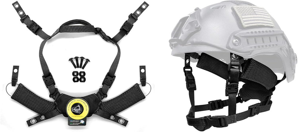 Tactical Helmet Chin Strap Adjustable Dial 4 Points Suspension System with Bolts