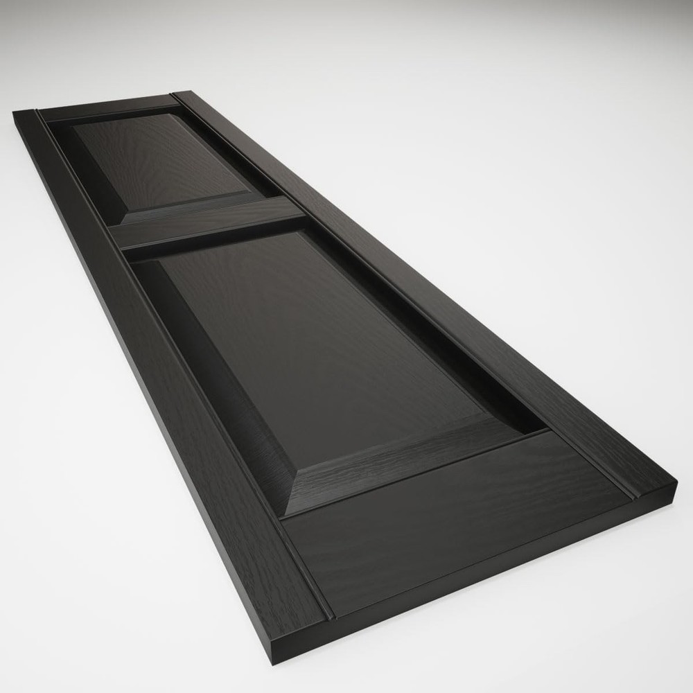 Vinyl Raised Panel Shutters Black 12x80" - Durable, Low Maintenance Pair