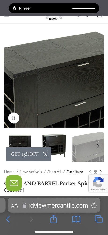 Crate & Barrel Parker Spirits Bar Cabinet (Black)