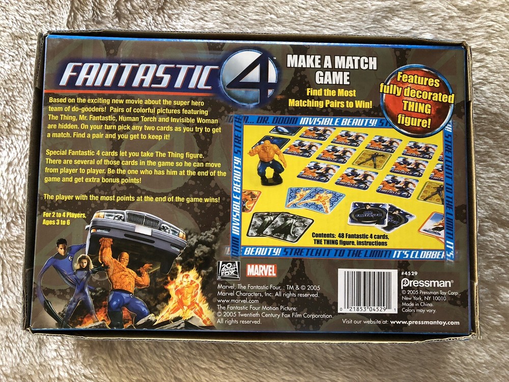 Marvel Fantastic 4 Make A Match Game Pressman Age 3-6