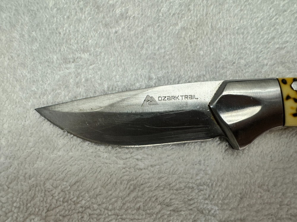 Ozark Trail 7" Fixed Plain Blade Buck Handle Hunting Camping Knife