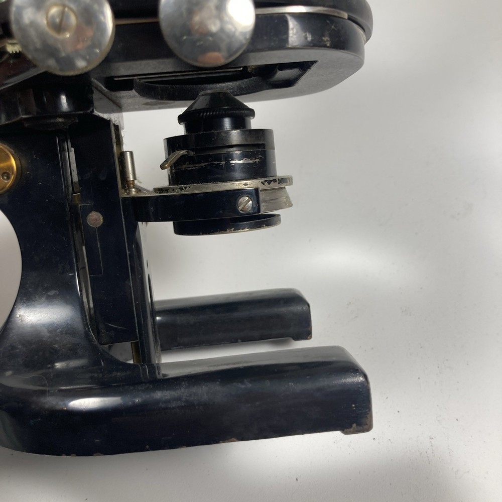 Vintage Spencer Buffalo Cast Iron & Brass Microscope w/Case