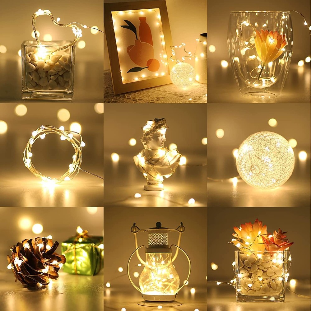 LED Fairy Lights Battery Operated with Timer 50LEDs String Lights Copper Wire...