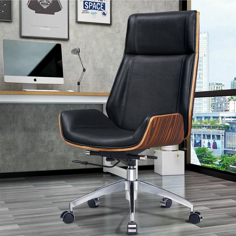 Palisander Real Leather Office Chair Executive Office Task Computer Chair Black