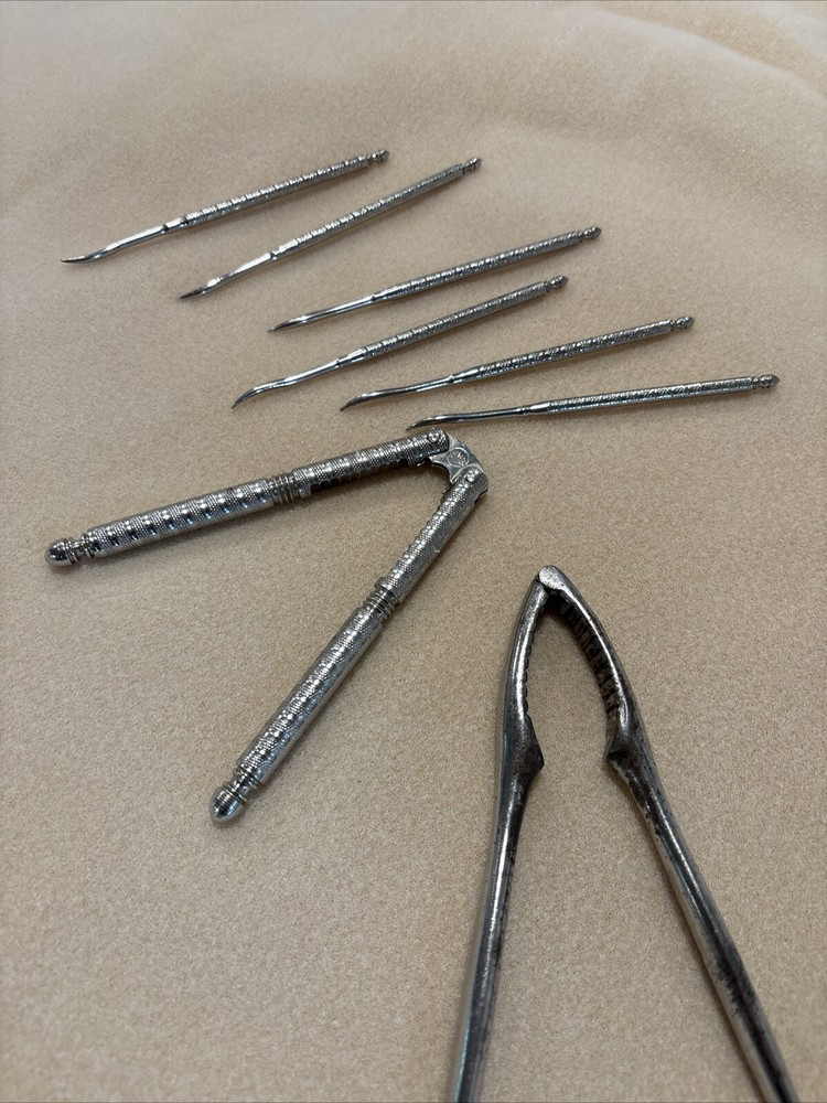 Vintage HMQ Hand Held Nutcrackers Nut Shellfish Cracker With 6 Picks