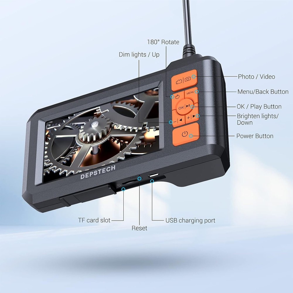 Waterproof Borescope, 4.3" LCD Screen, 16.5FT Cable