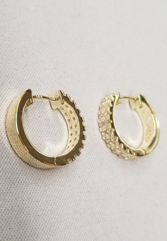 Gld Double Row Hoop Earrings 17mm