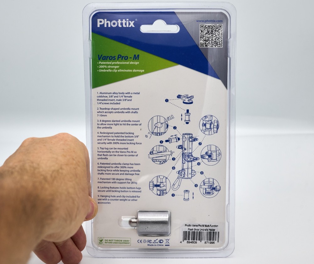 Phottix Varos Pro M Multi-Function Flash Shoe Umbrella Holder, NEW in box