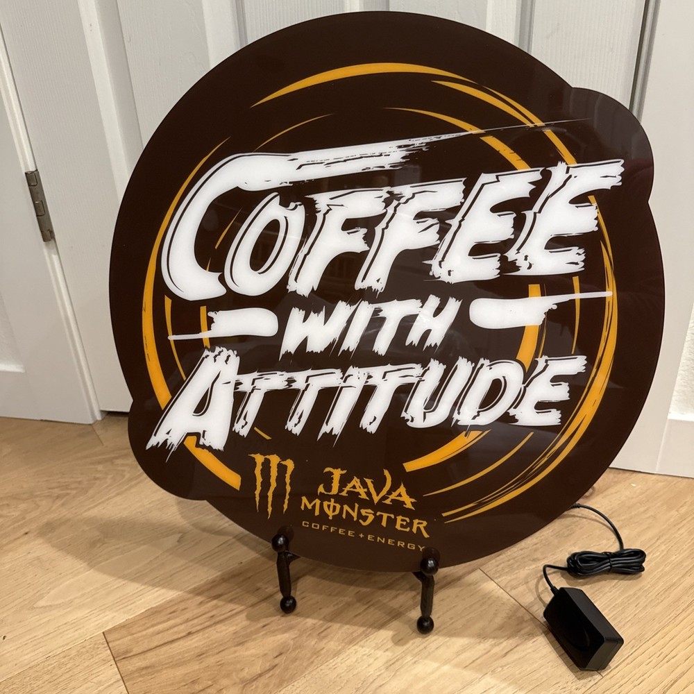 Monster Energy Java Coffee With Attitude 20” Lightup LED  Display Sign New W/Box