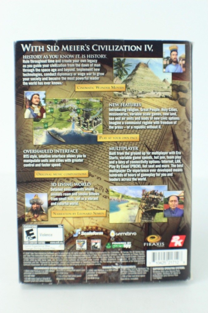 Sid Meier's Civilization IV Game PC, CD-ROM Software Pre-Owned